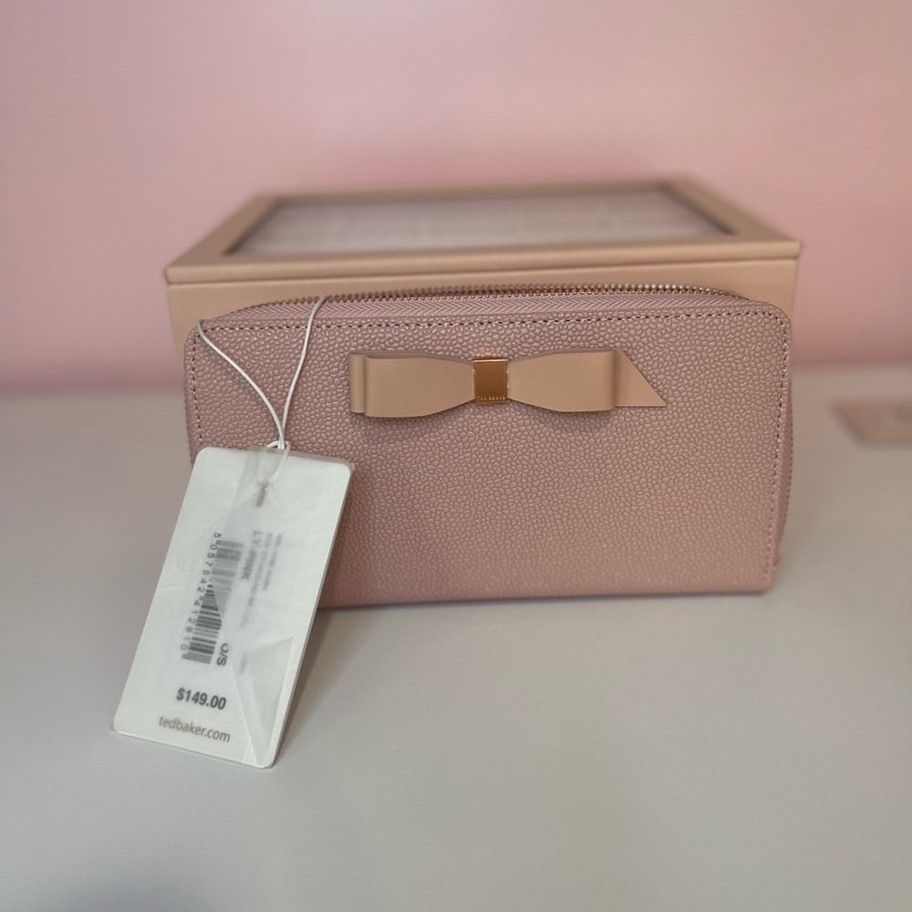 Ted Baker Blush Pink Bow Accent Zip Wallet